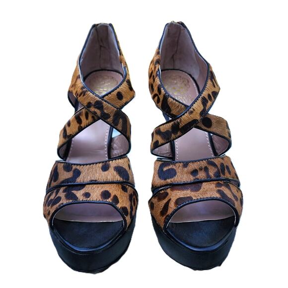 Vince Camuto Melva Leopard Print Calf Hair Strappy Stiletto Sandals 7.5 - Picture 3 of 14